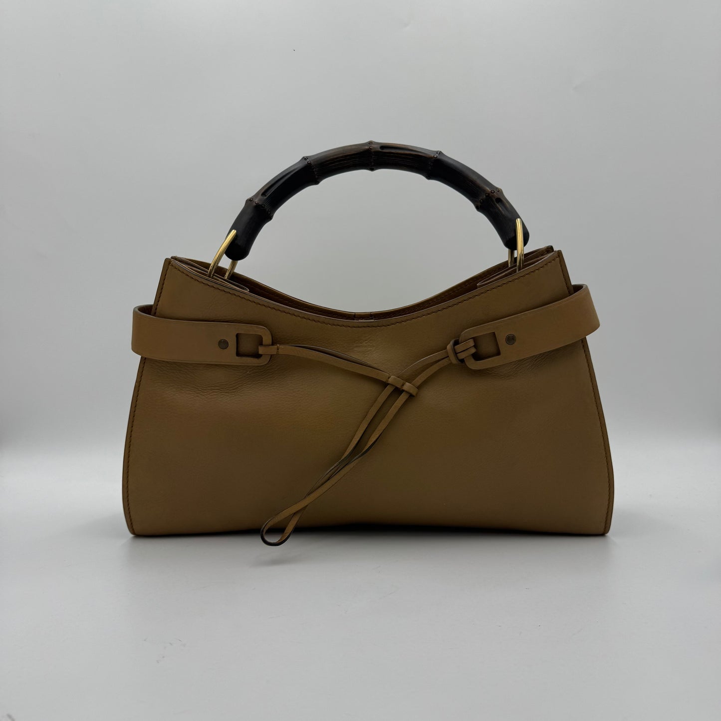 Gucci Tan Brown Leather Bamboo Hobo Bag