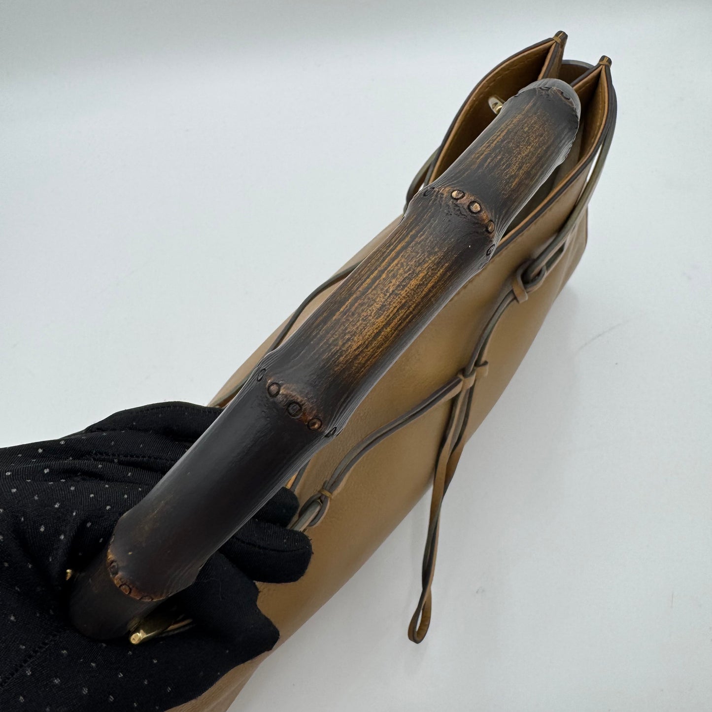 Gucci Tan Brown Leather Bamboo Hobo Bag