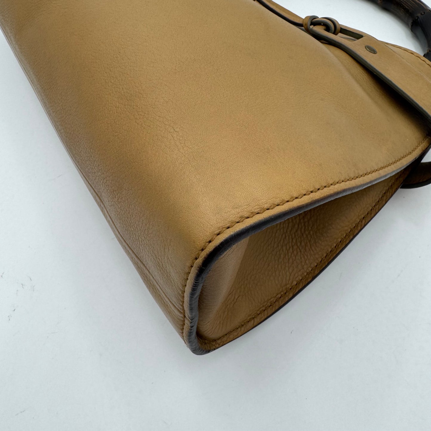 Gucci Tan Brown Leather Bamboo Hobo Bag
