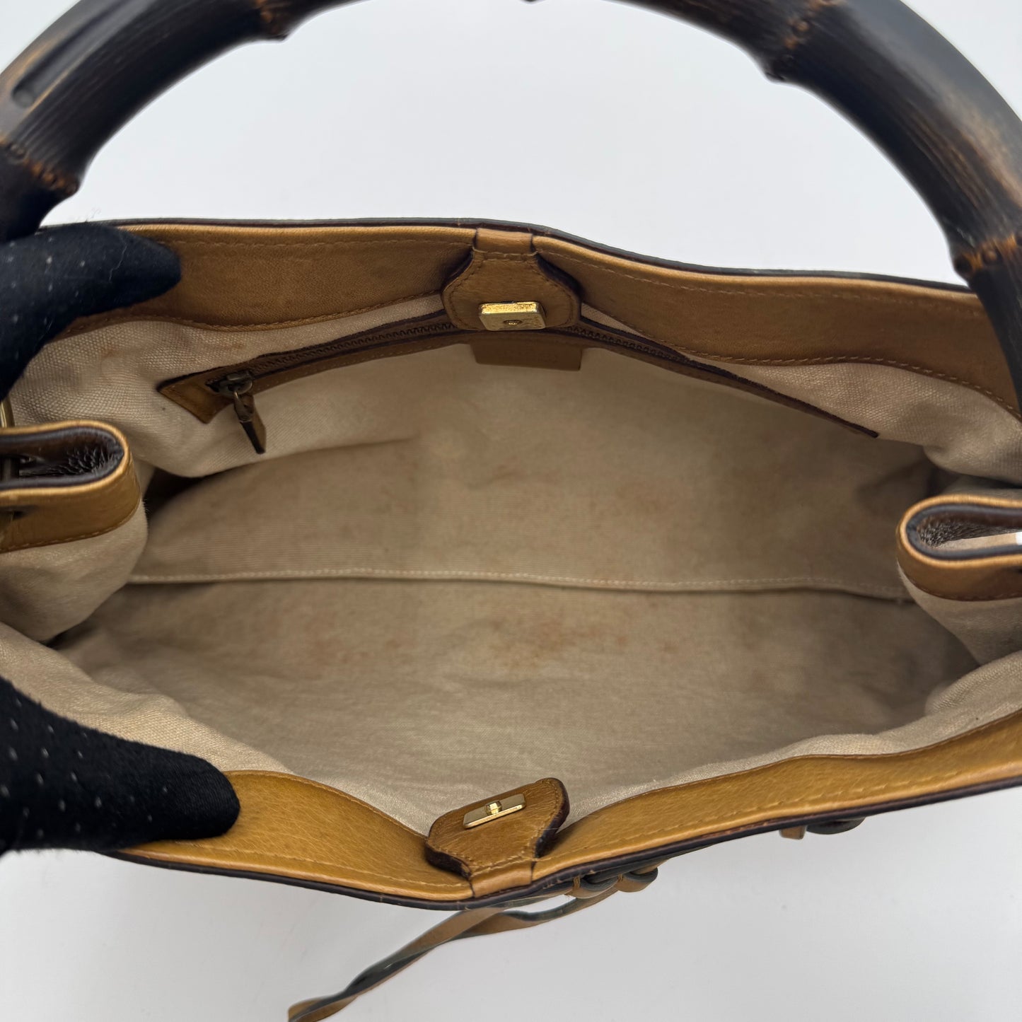Gucci Tan Brown Leather Bamboo Hobo Bag