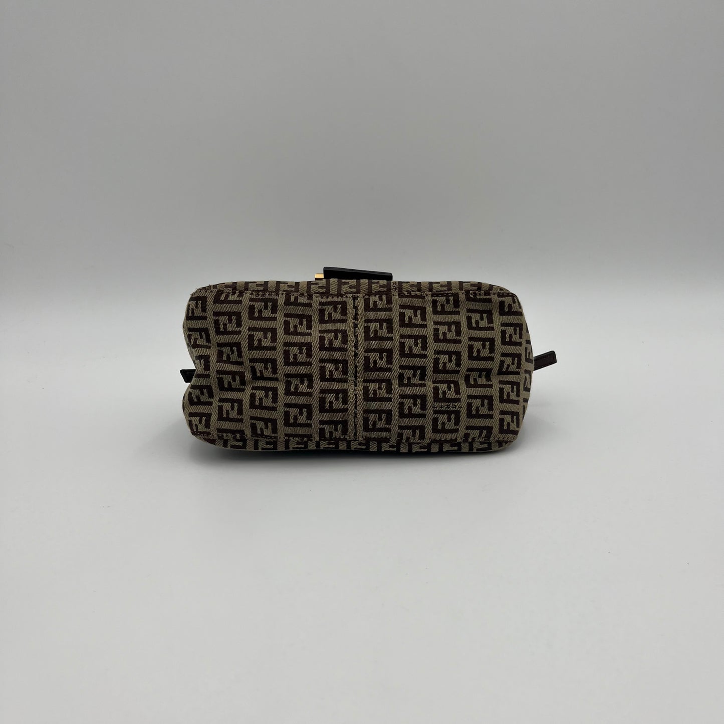 Fendi Brown Zucchino Canvas and Leather Mini Mamma Baguette