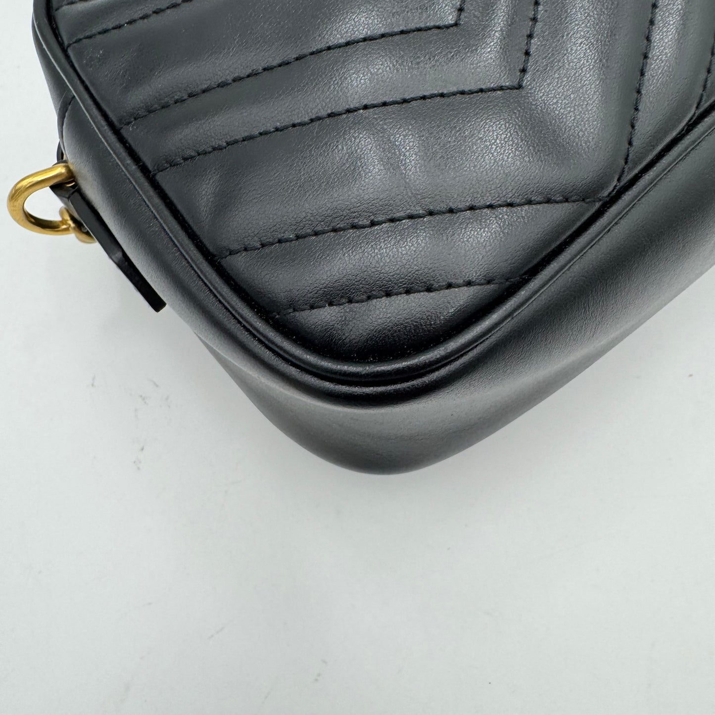 Gucci Black Quilted Leather Marmont Small Camera Bag GHW