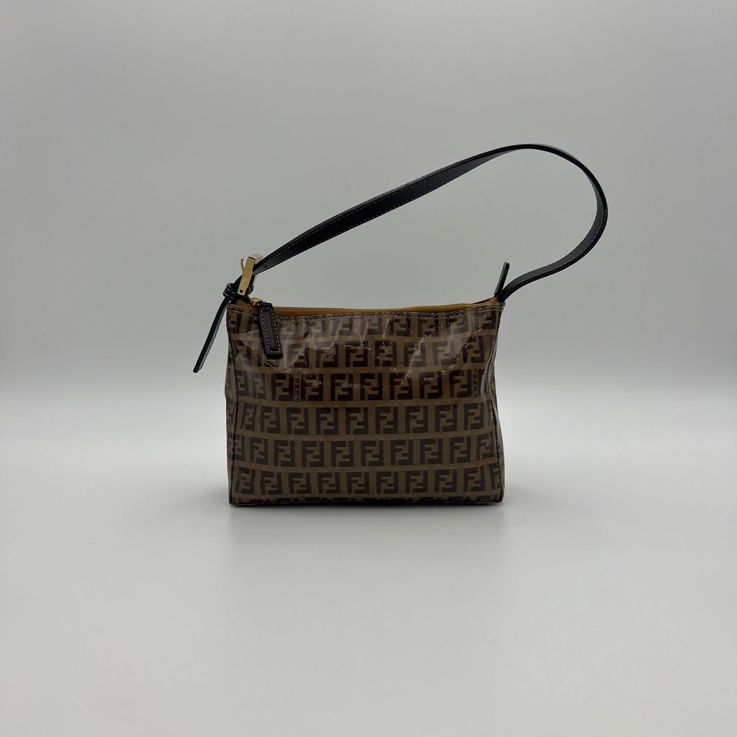 Fendi Brown Coated Zucchino Pochette