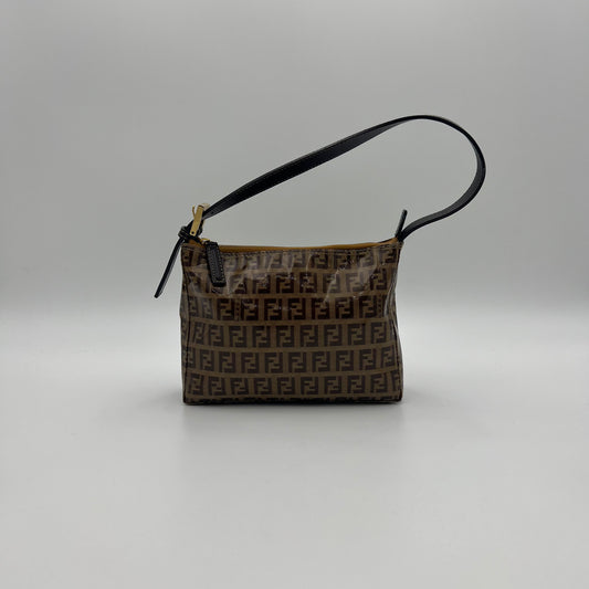 Fendi Brown Coated Zucchino Pochette