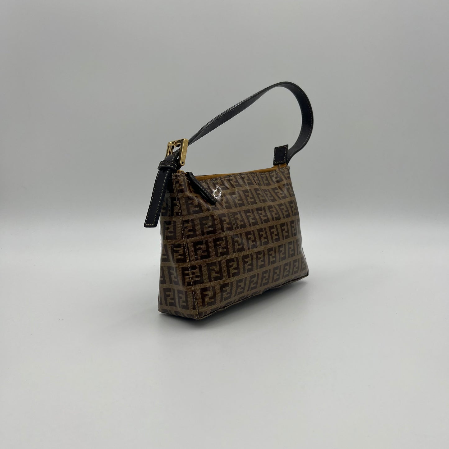 Fendi Brown Coated Zucchino Pochette