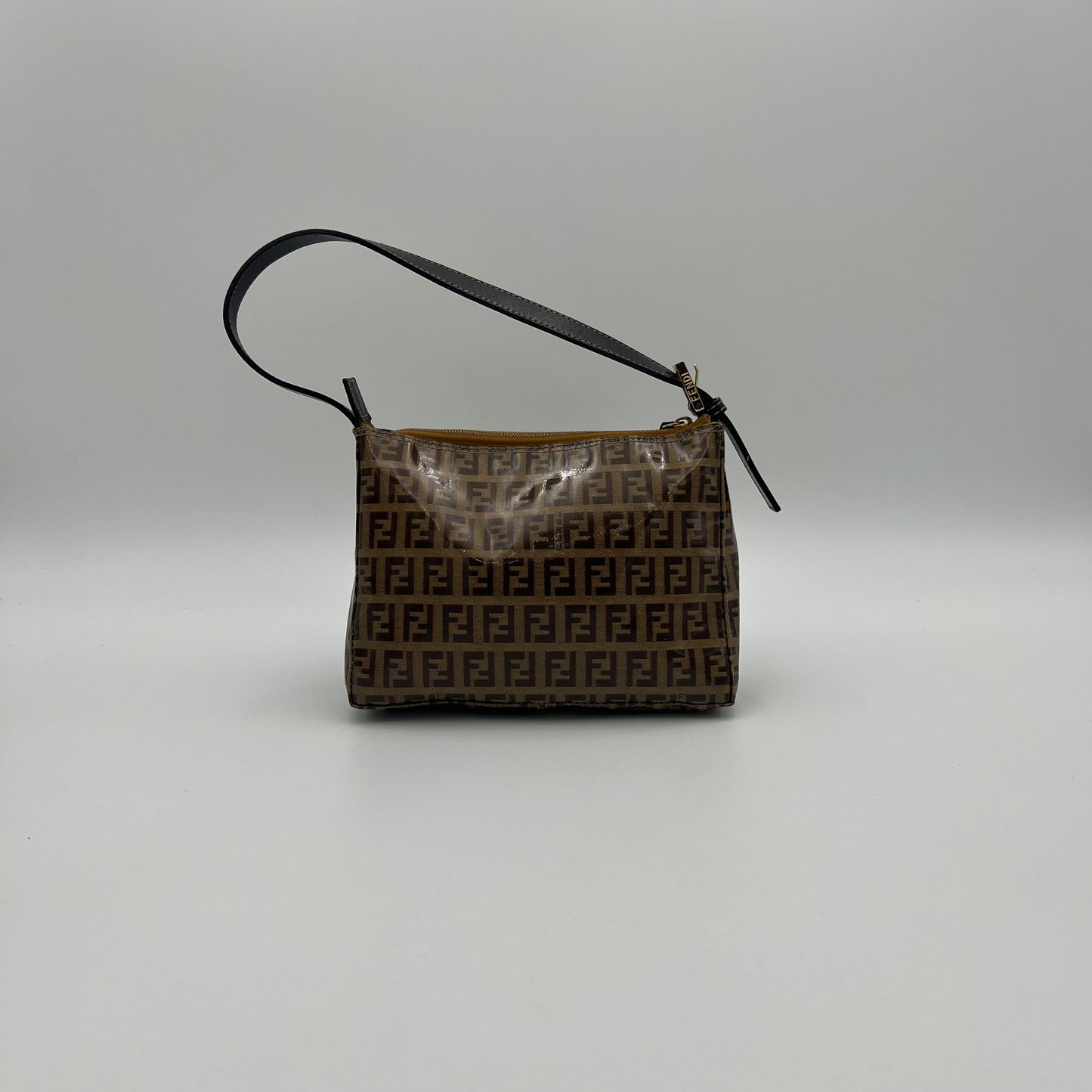 Fendi Brown Coated Zucchino Pochette