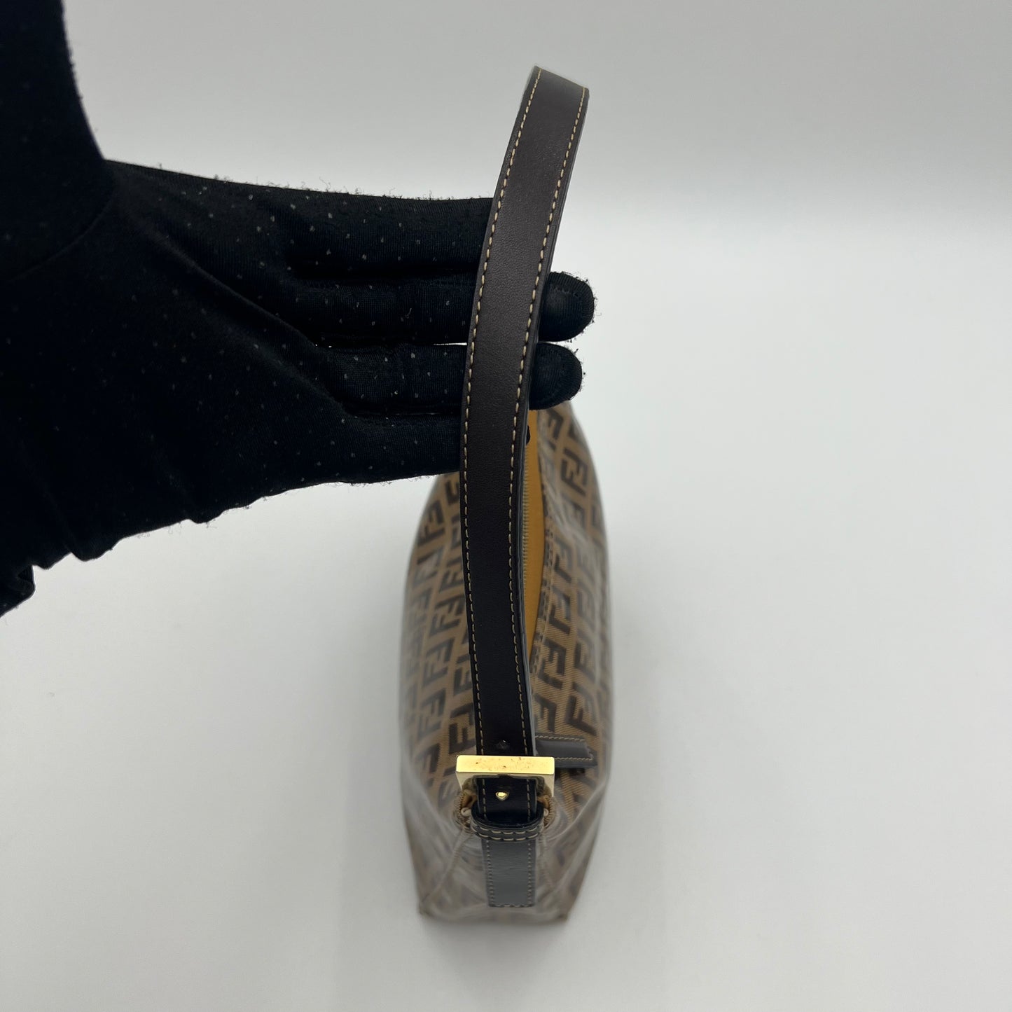 Fendi Brown Coated Zucchino Pochette