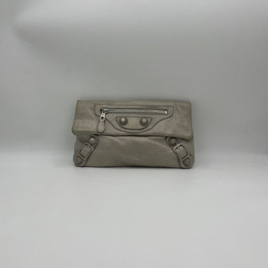 Balenciaga Light Green Leather Flap Clutch