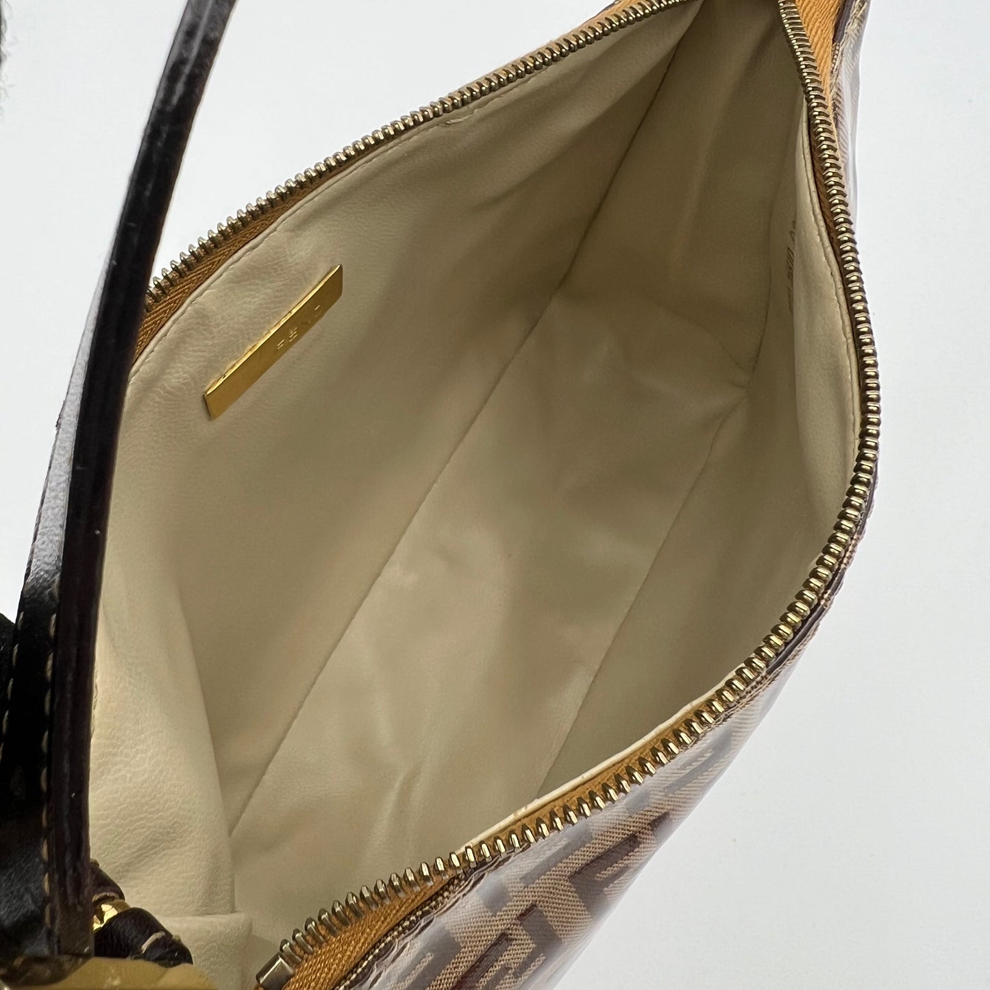 Fendi Brown Coated Zucchino Pochette