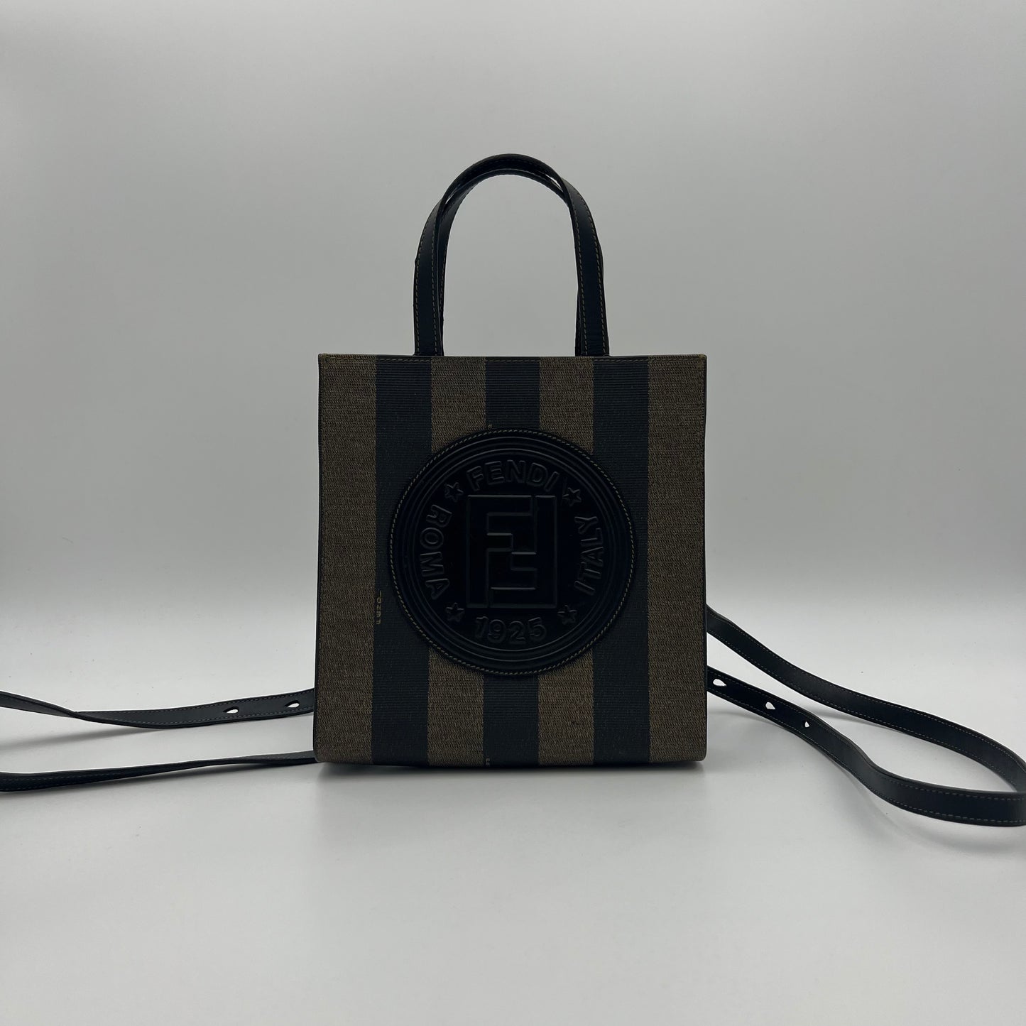 Fendi Logo Pecan Stripes Tote Backpack