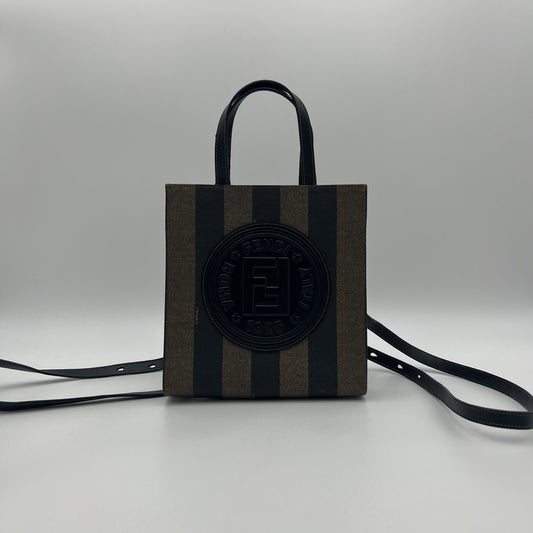 Fendi Logo Pecan Stripes Tote Backpack