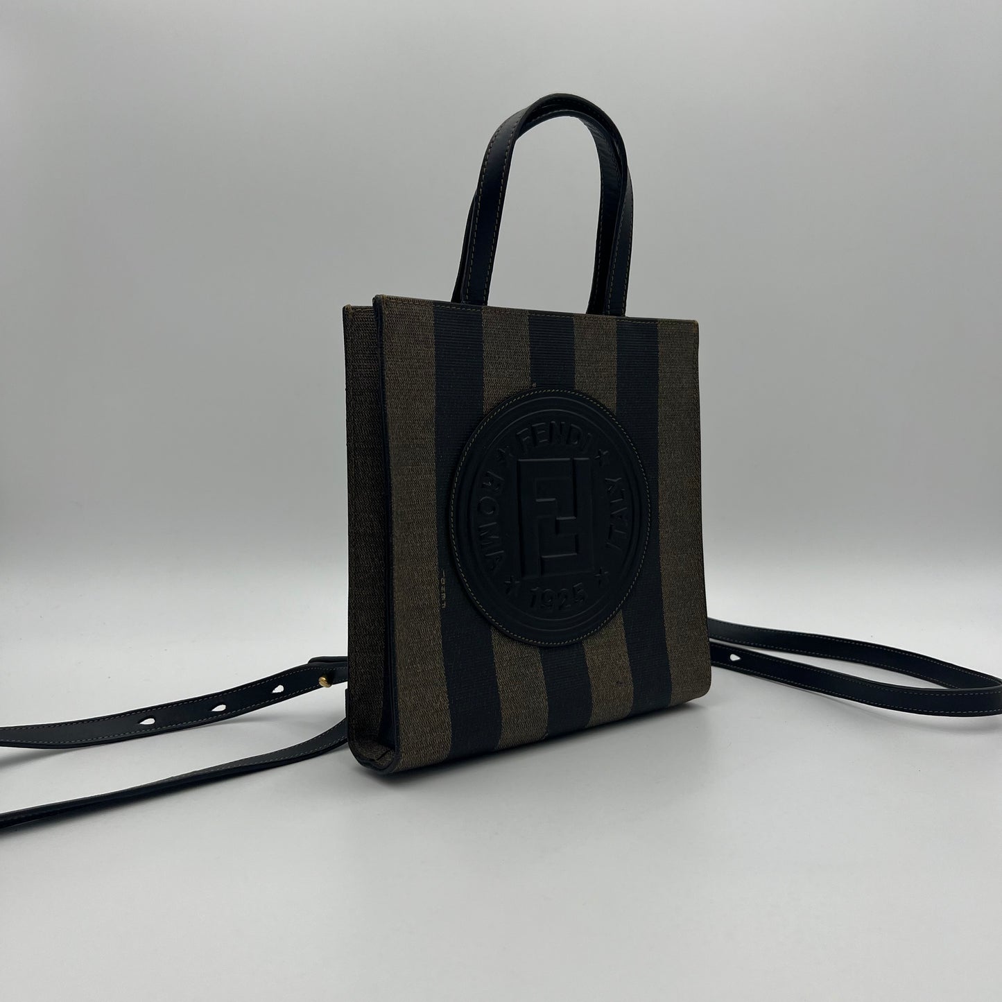 Fendi Logo Pecan Stripes Tote Backpack