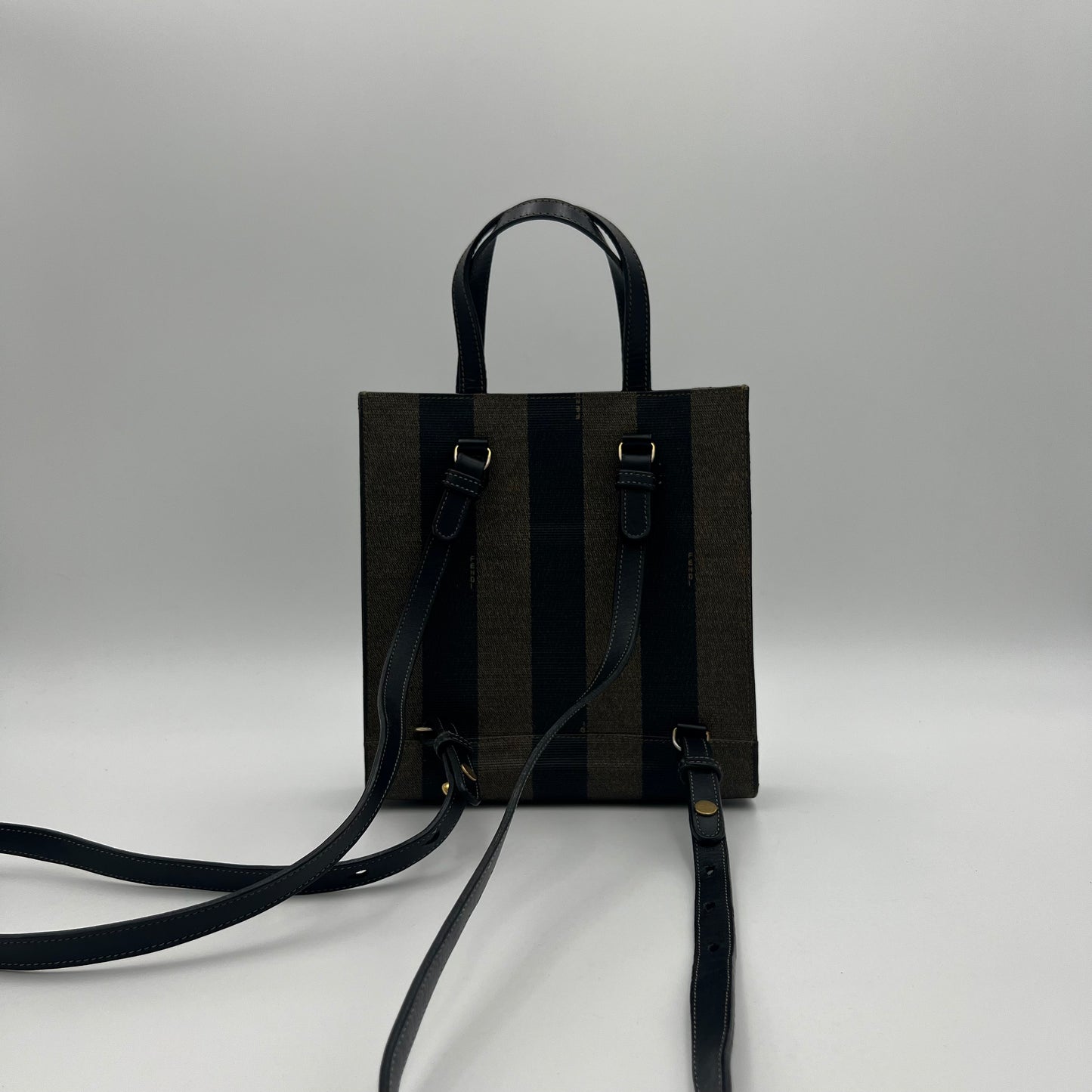Fendi Logo Pecan Stripes Tote Backpack