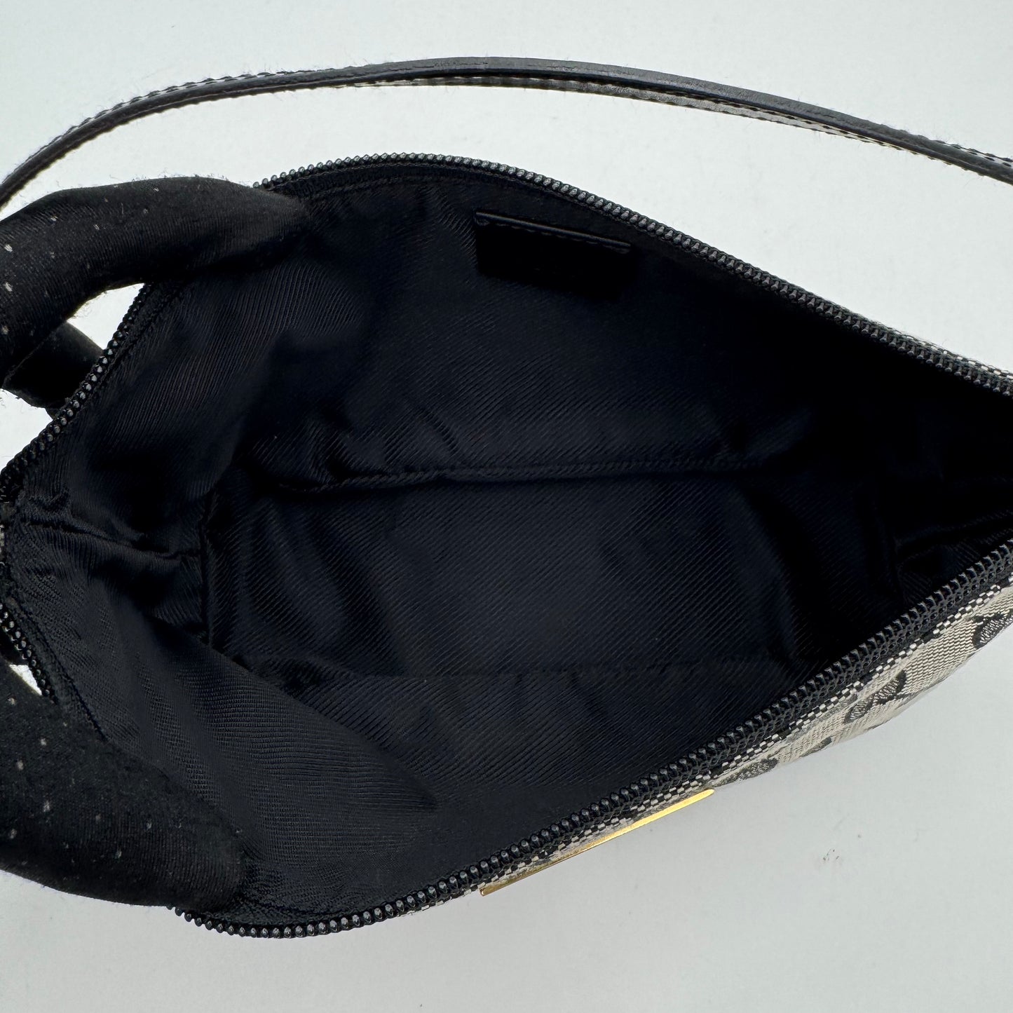 Gucci Gray Black Monogram Canvas Boat Pochette GHW