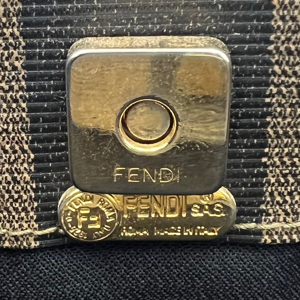 Fendi Logo Pecan Stripes Tote Backpack