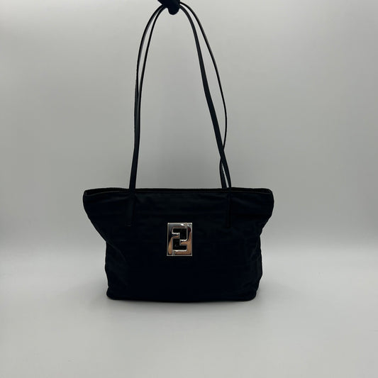 Fendi Black Zucca FF Small Tote Shoulder Bag