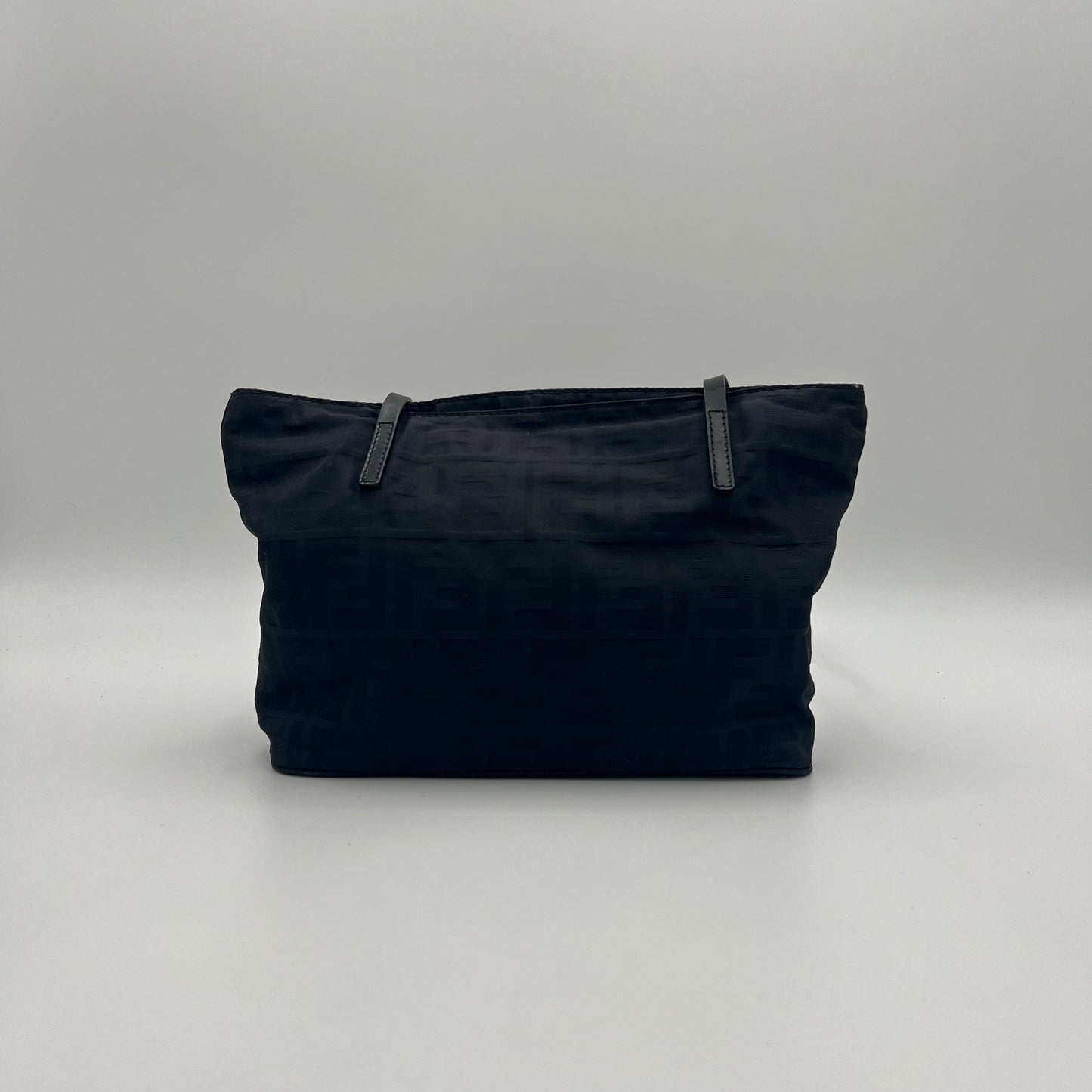 Fendi Black Zucca FF Small Tote Shoulder Bag