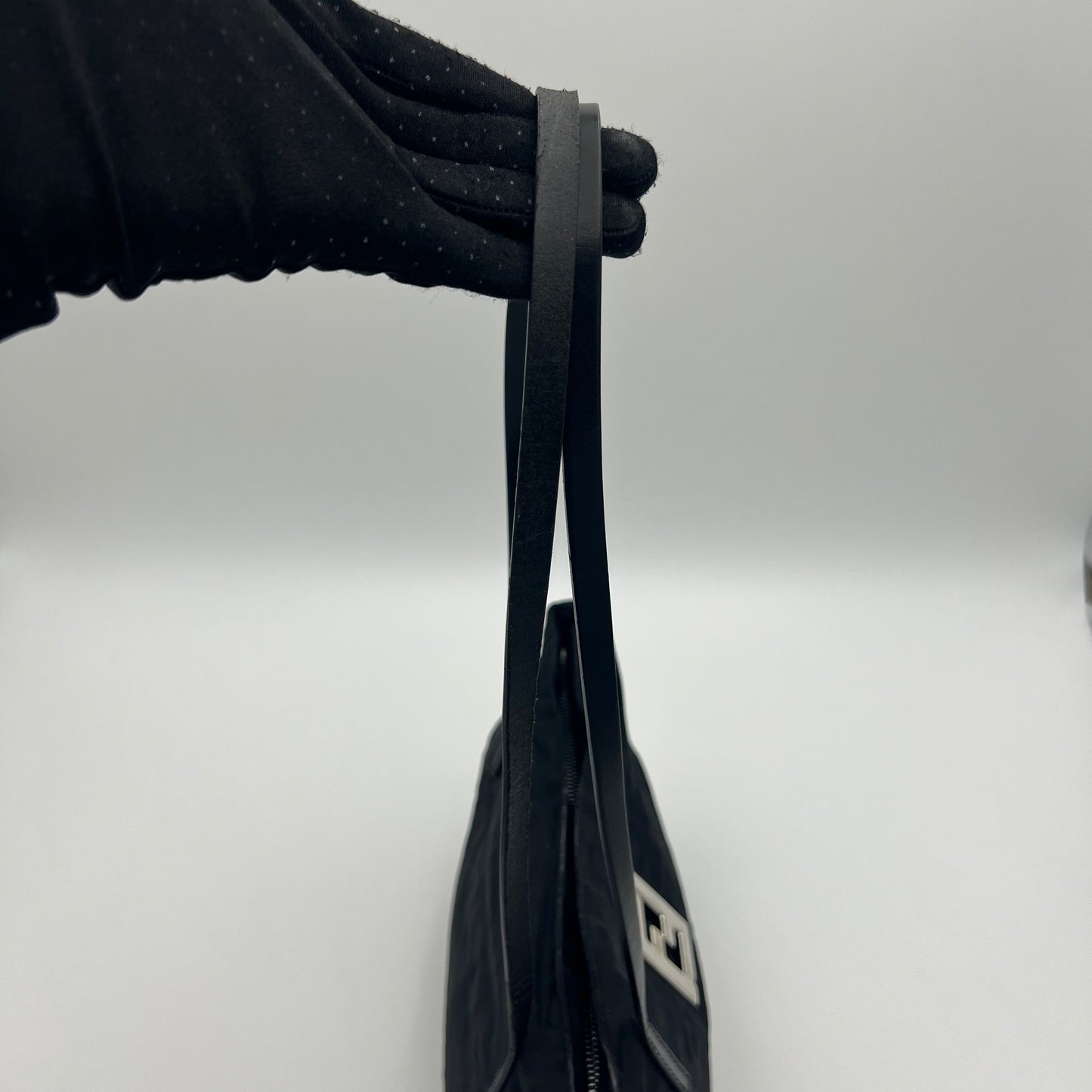 Fendi Black Zucca FF Small Tote Shoulder Bag