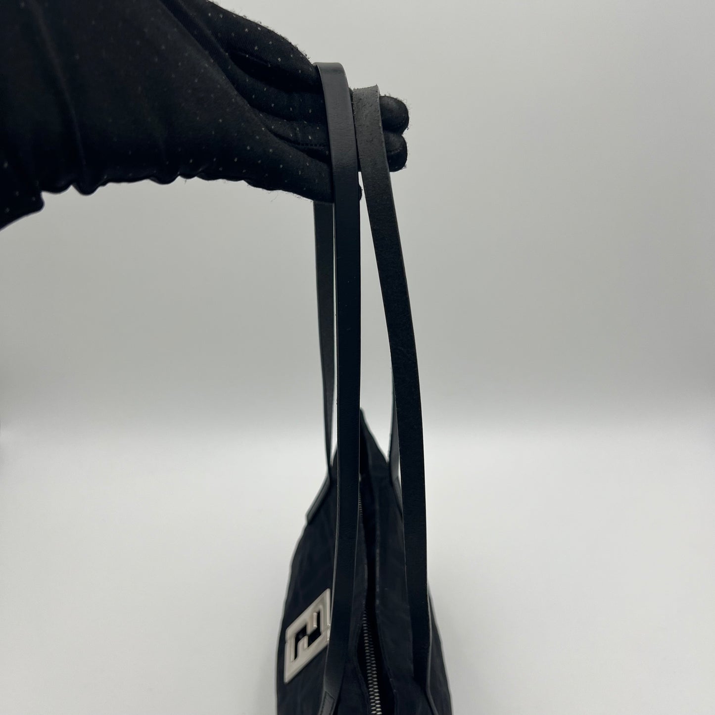 Fendi Black Zucca FF Small Tote Shoulder Bag