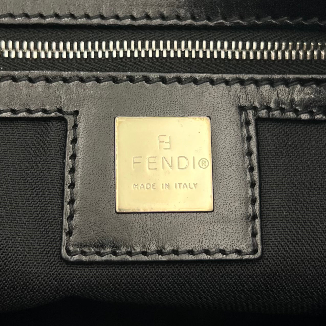 Fendi Black Zucca FF Small Tote Shoulder Bag