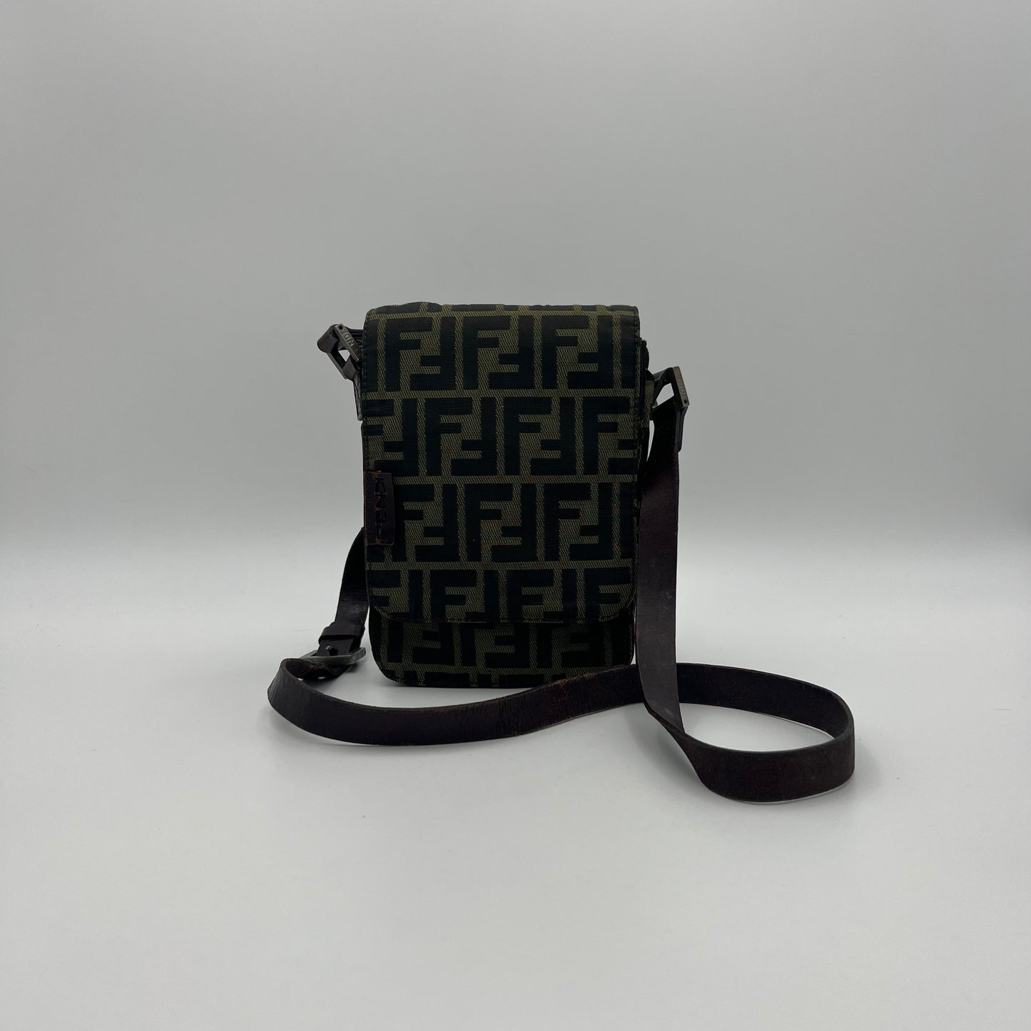 Fendi Tobacco Zucca Flap Mini Crossbody