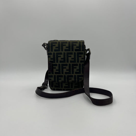 Fendi Tobacco Zucca Flap Mini Crossbody