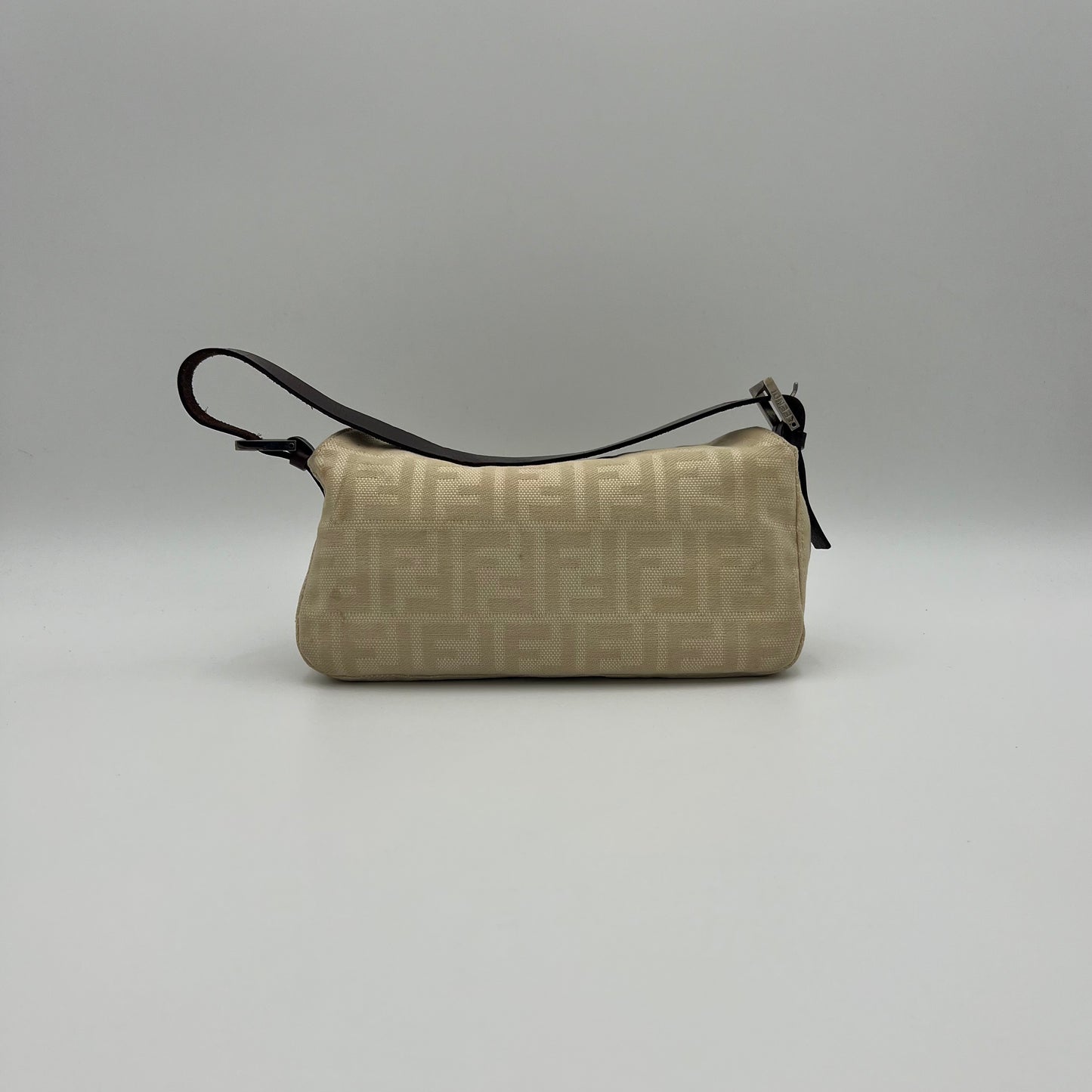 Fendi Ivory Zucca Double Flap Baguette