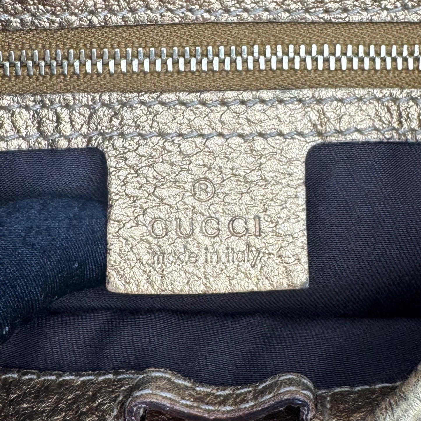 Gucci Monogram Canvas and Gold Leather Punch Large Hobo Bag with Wallet