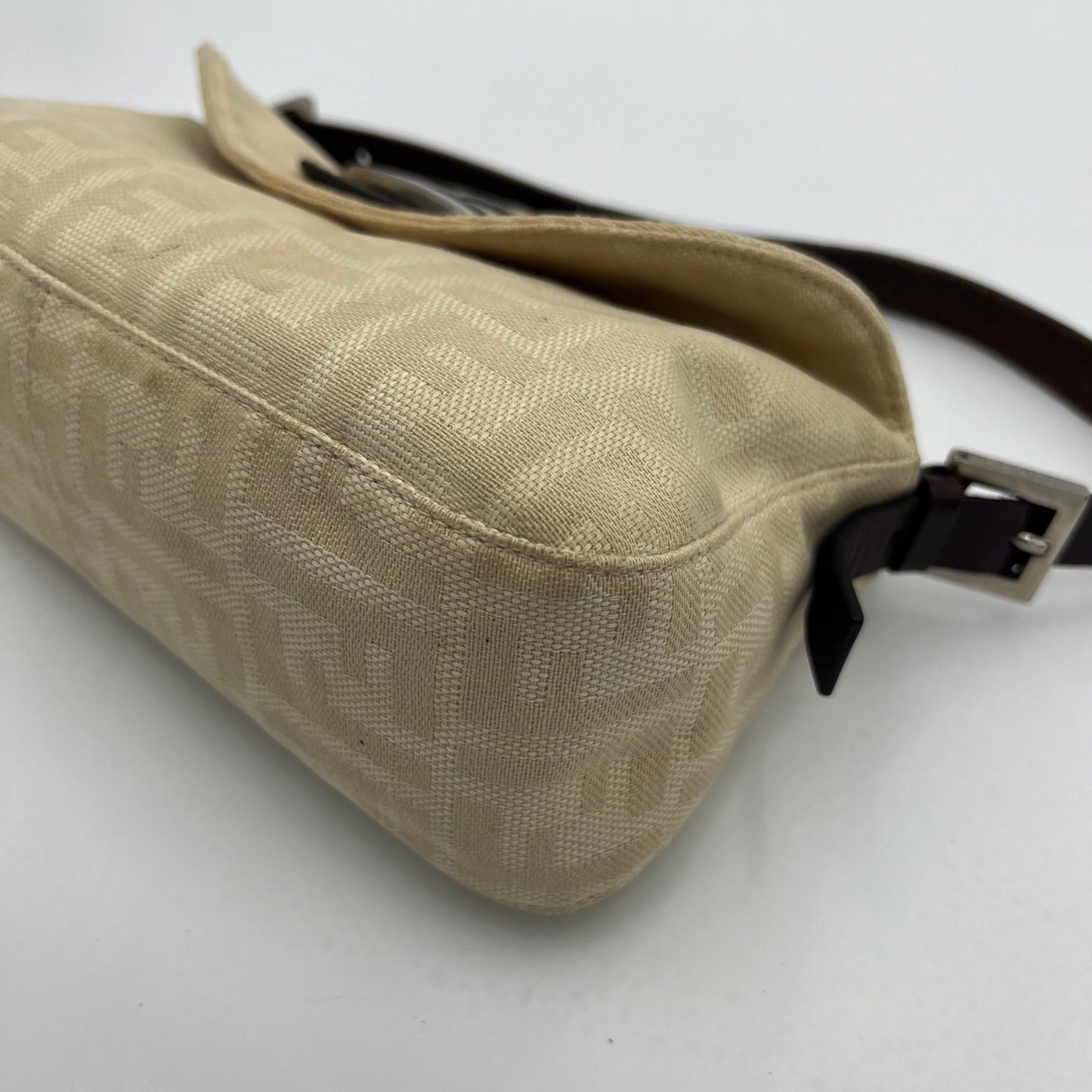 Fendi Ivory Zucca Double Flap Baguette