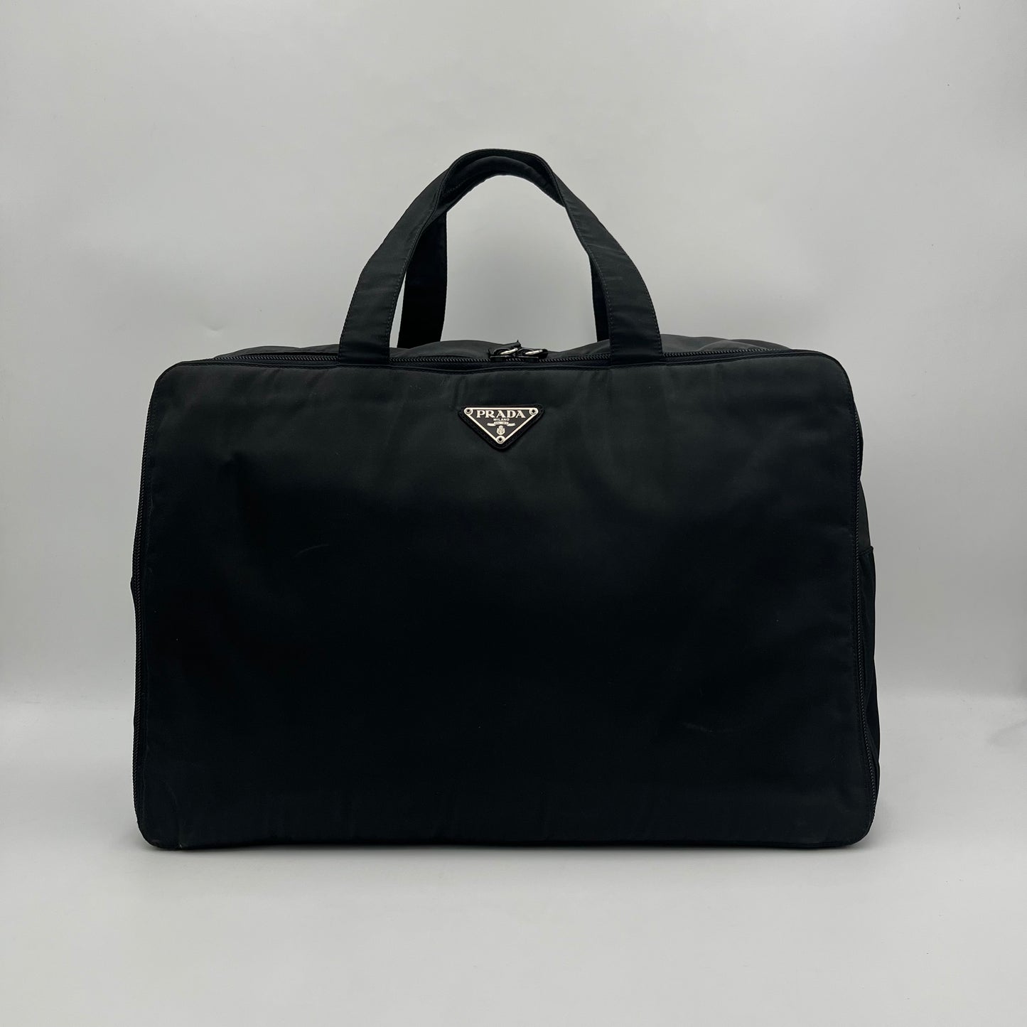 Prada Black Nylon Double Zip Travel Bag