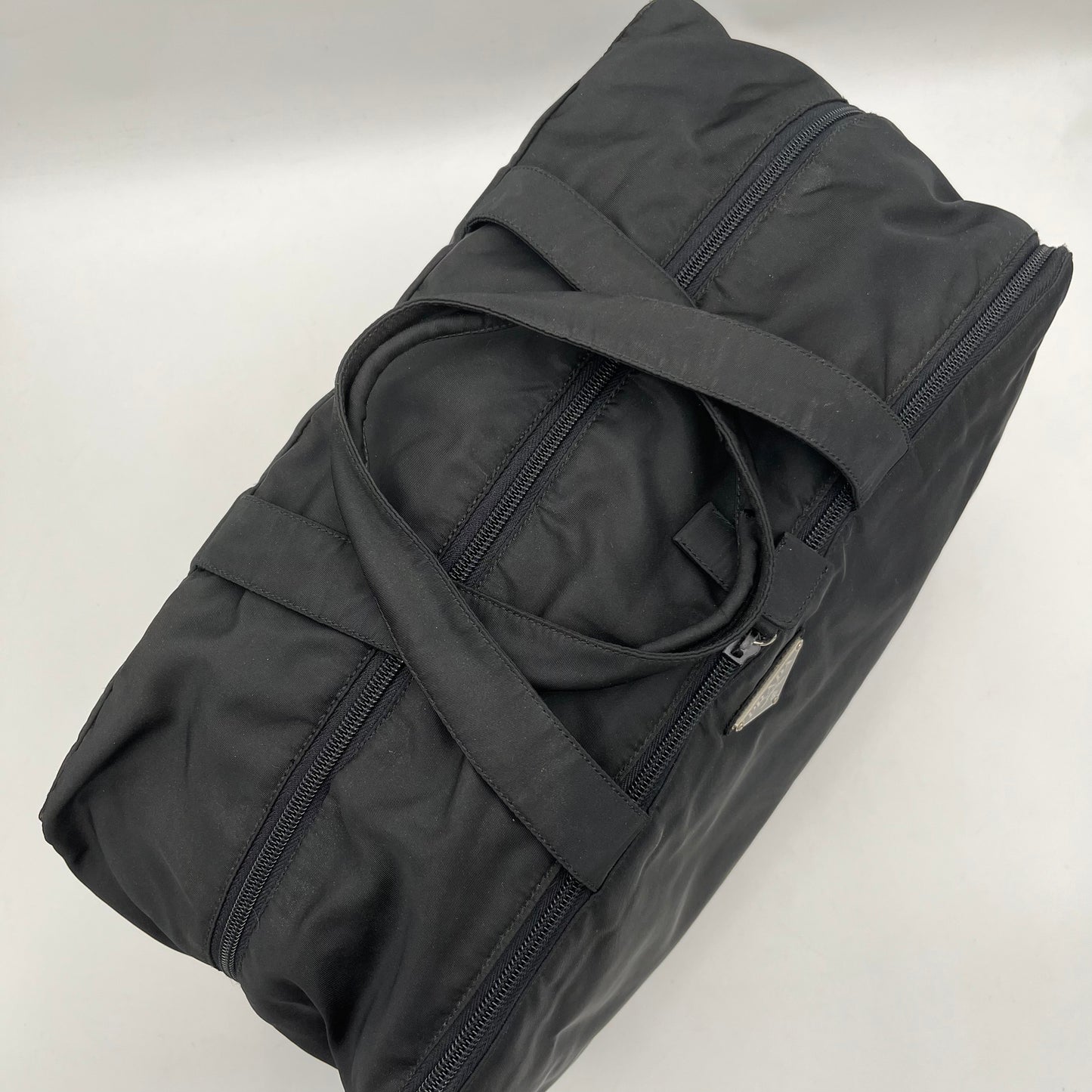 Prada Black Nylon Double Zip Travel Bag