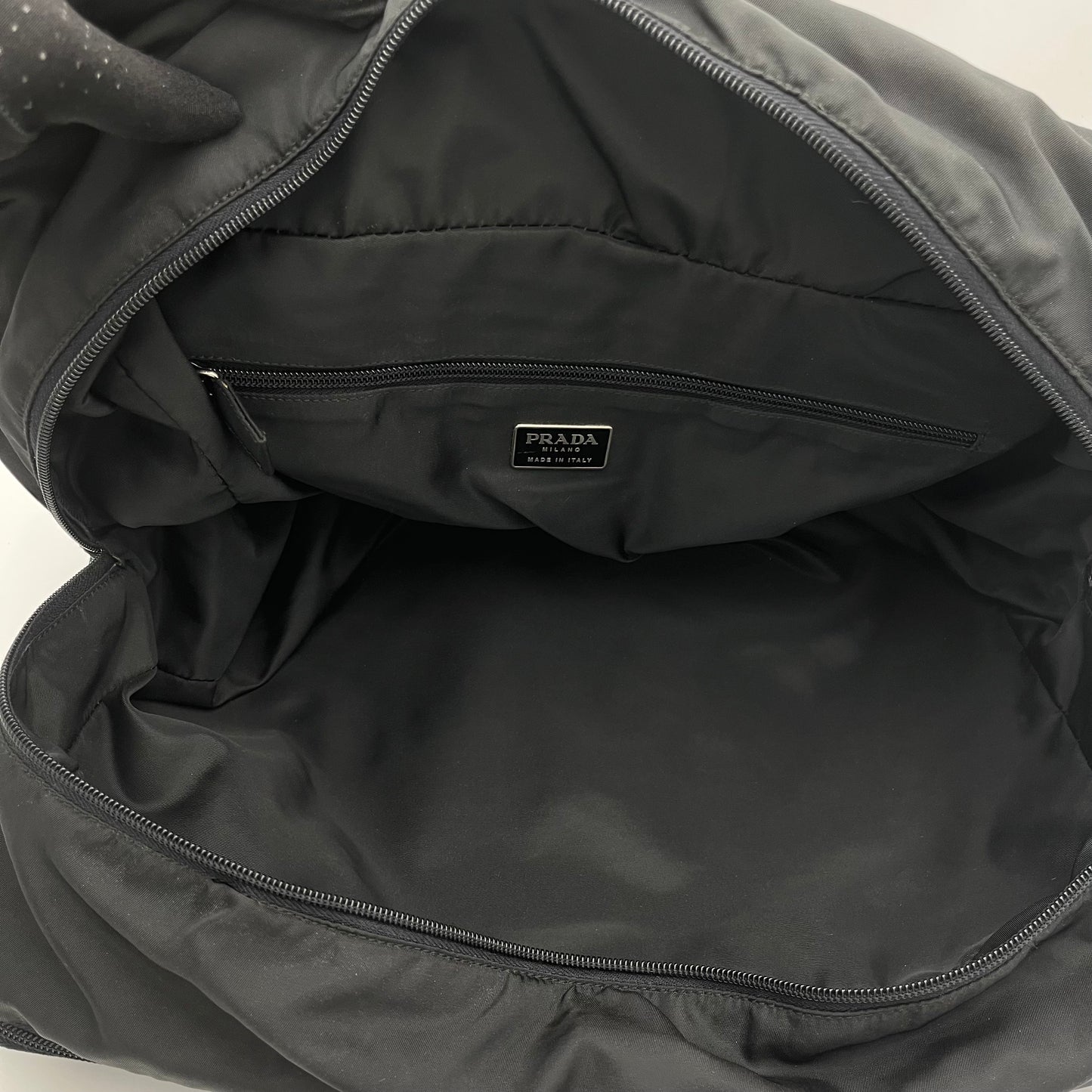 Prada Black Nylon Double Zip Travel Bag