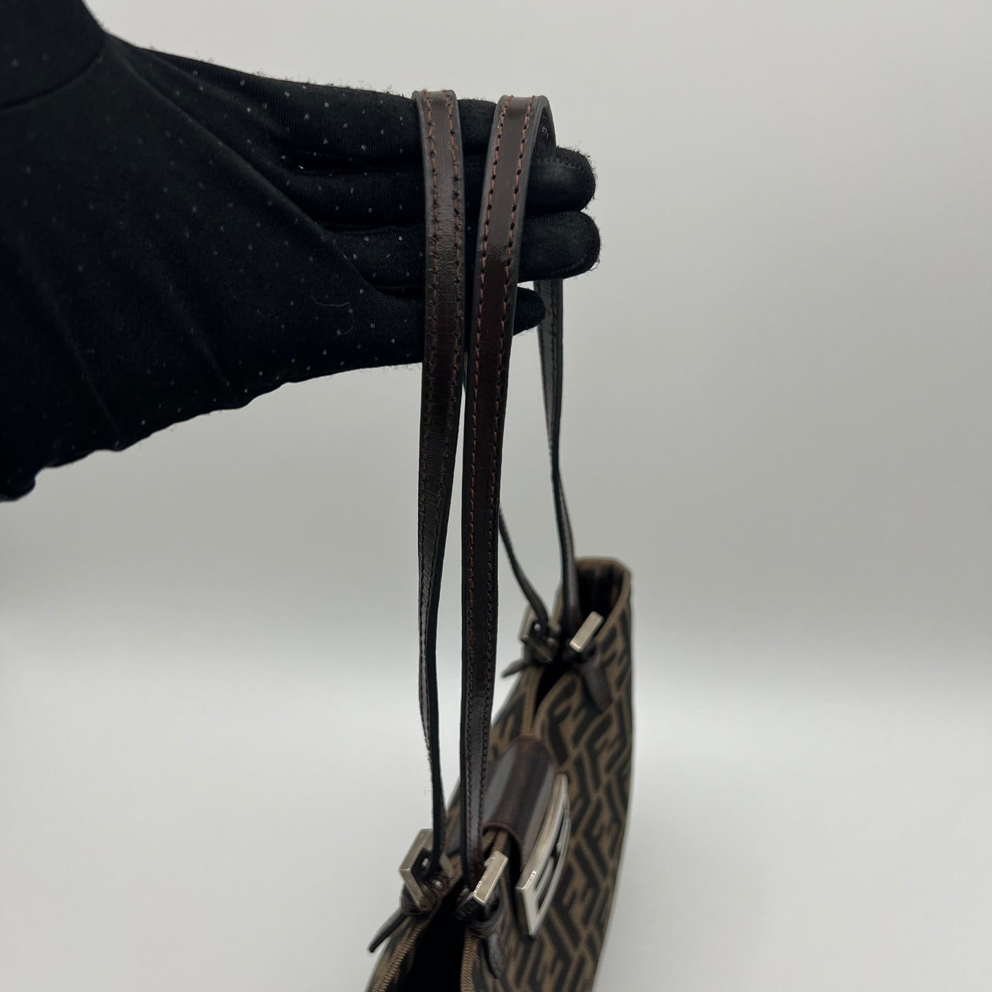Fendi Tobacco Zucca FF Logo Small Shoulder Tote Bag