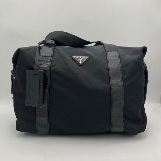 Prada Black Nylon and Leather Duffle Bag