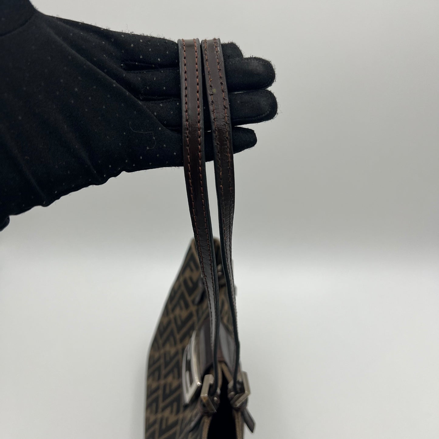 Fendi Tobacco Zucca FF Logo Small Shoulder Tote Bag