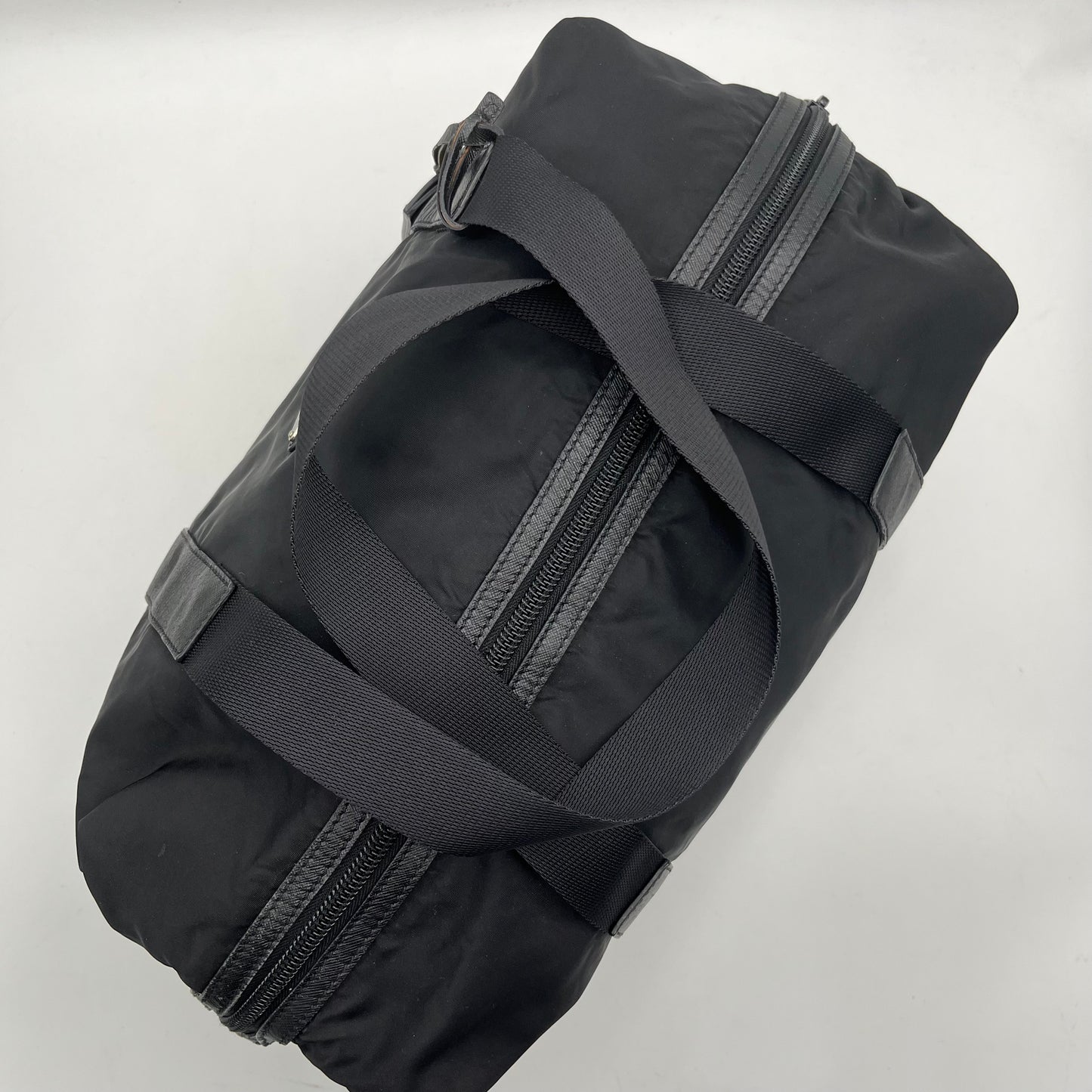 Prada Black Nylon and Leather Duffle Bag