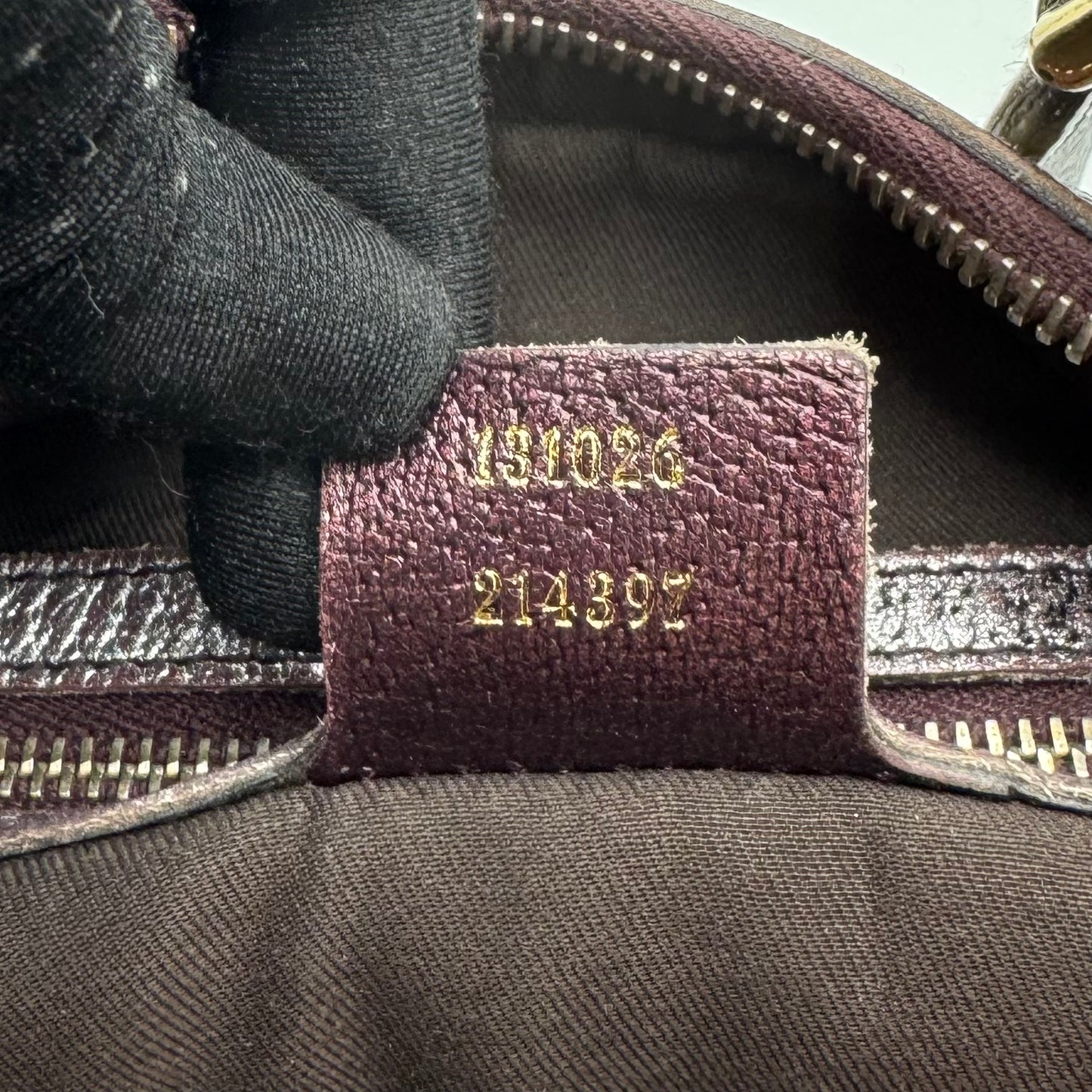 Gucci Beige Monogram Canvas Metallic Purple Leather Horsebit Chain Hobo Bag