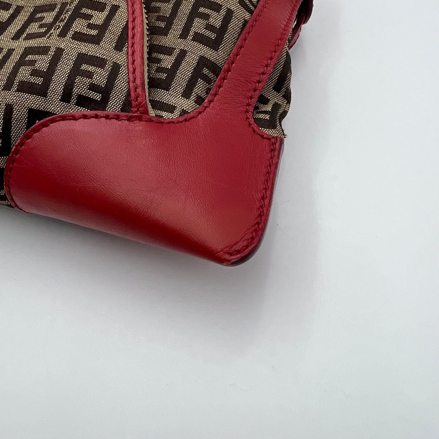 Fendi Brown Zucchino Red Leather Chef Baguette