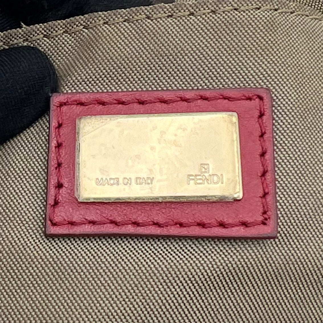 Fendi Brown Zucchino Red Leather Chef Baguette