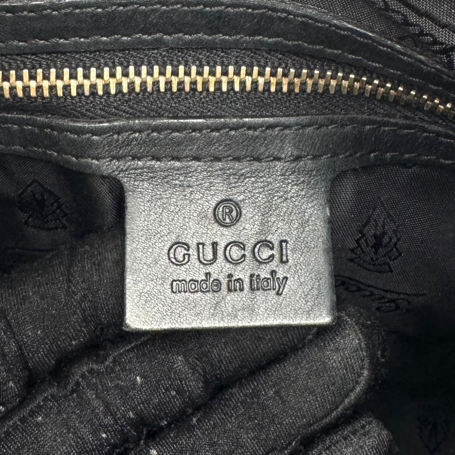 Gucci Black and White Pleated Leather Indy Babouska