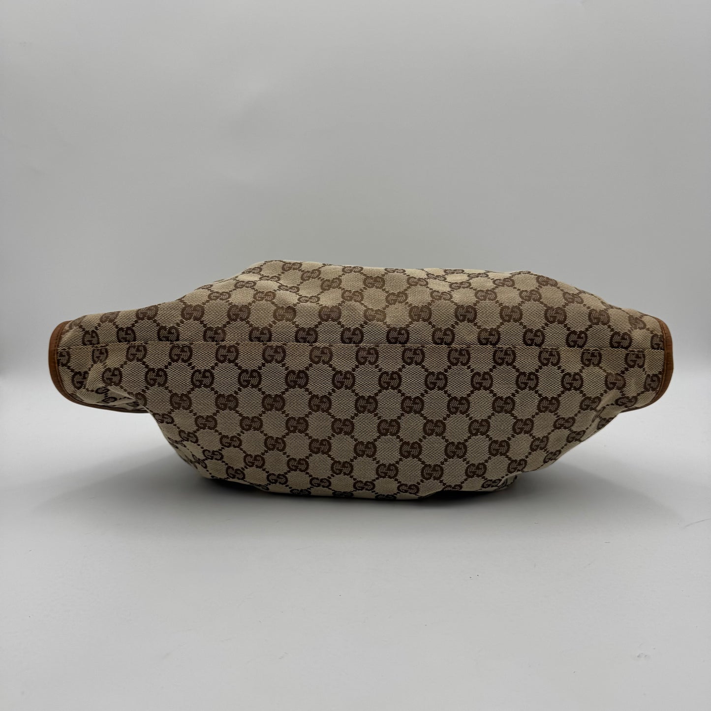 Gucci Brown Monogram Canvas and Leather Ruched Handbag