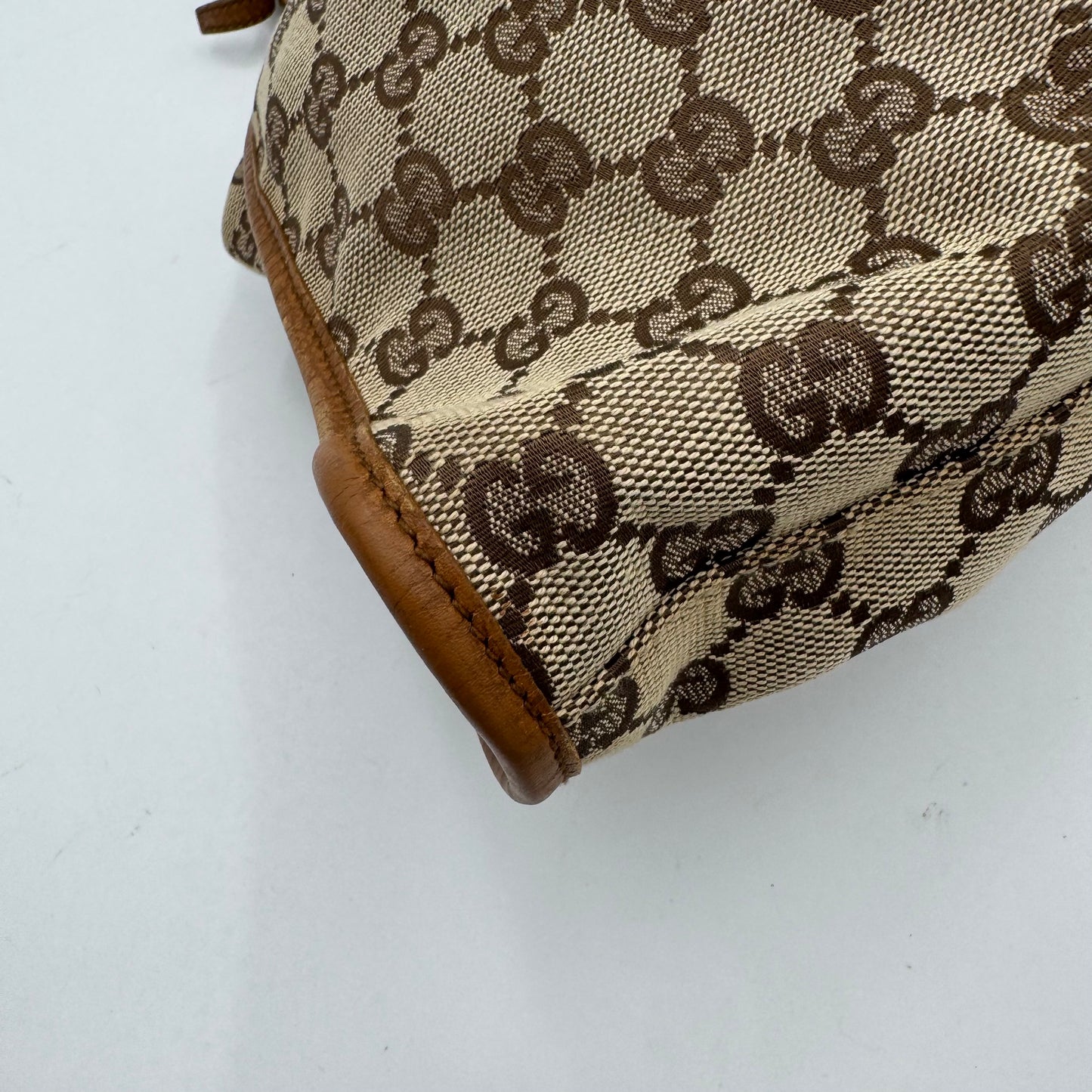 Gucci Brown Monogram Canvas and Leather Ruched Handbag