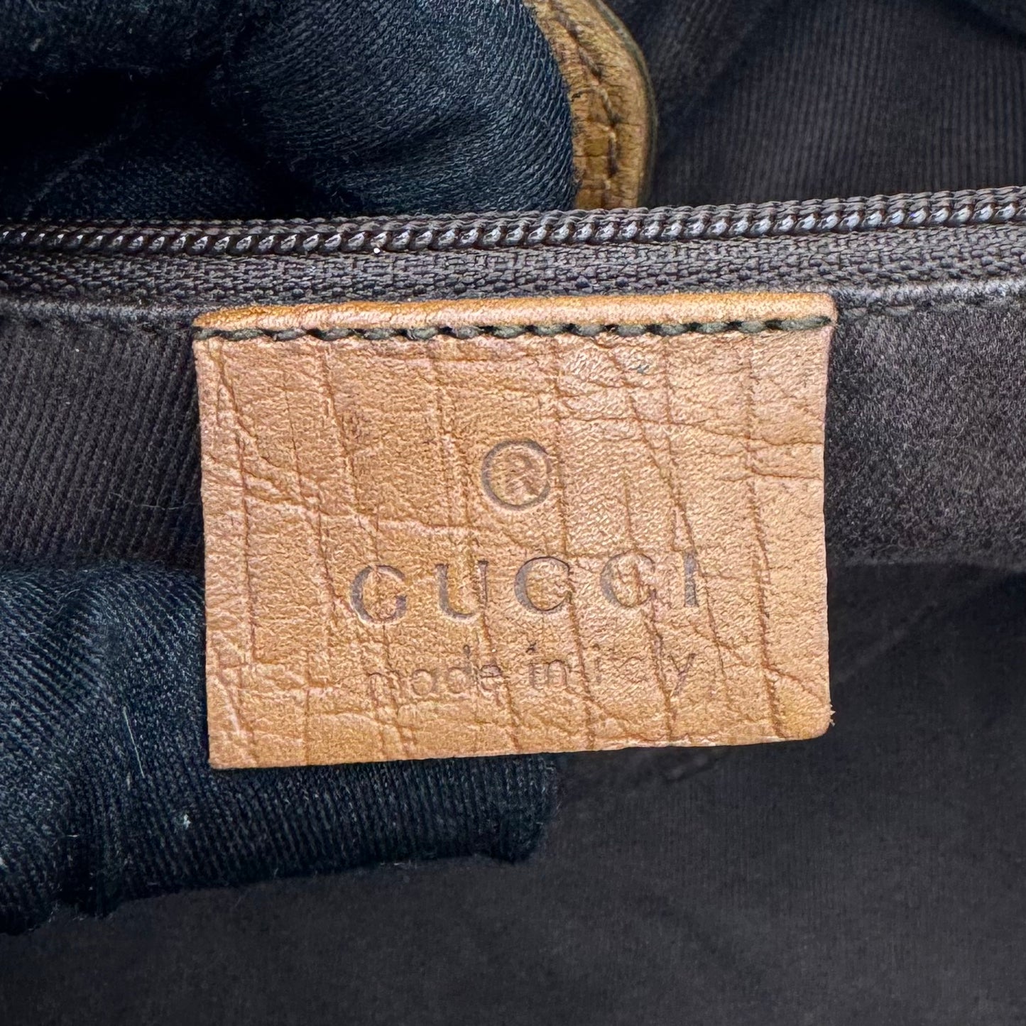 Gucci Brown Monogram Canvas and Leather Ruched Handbag