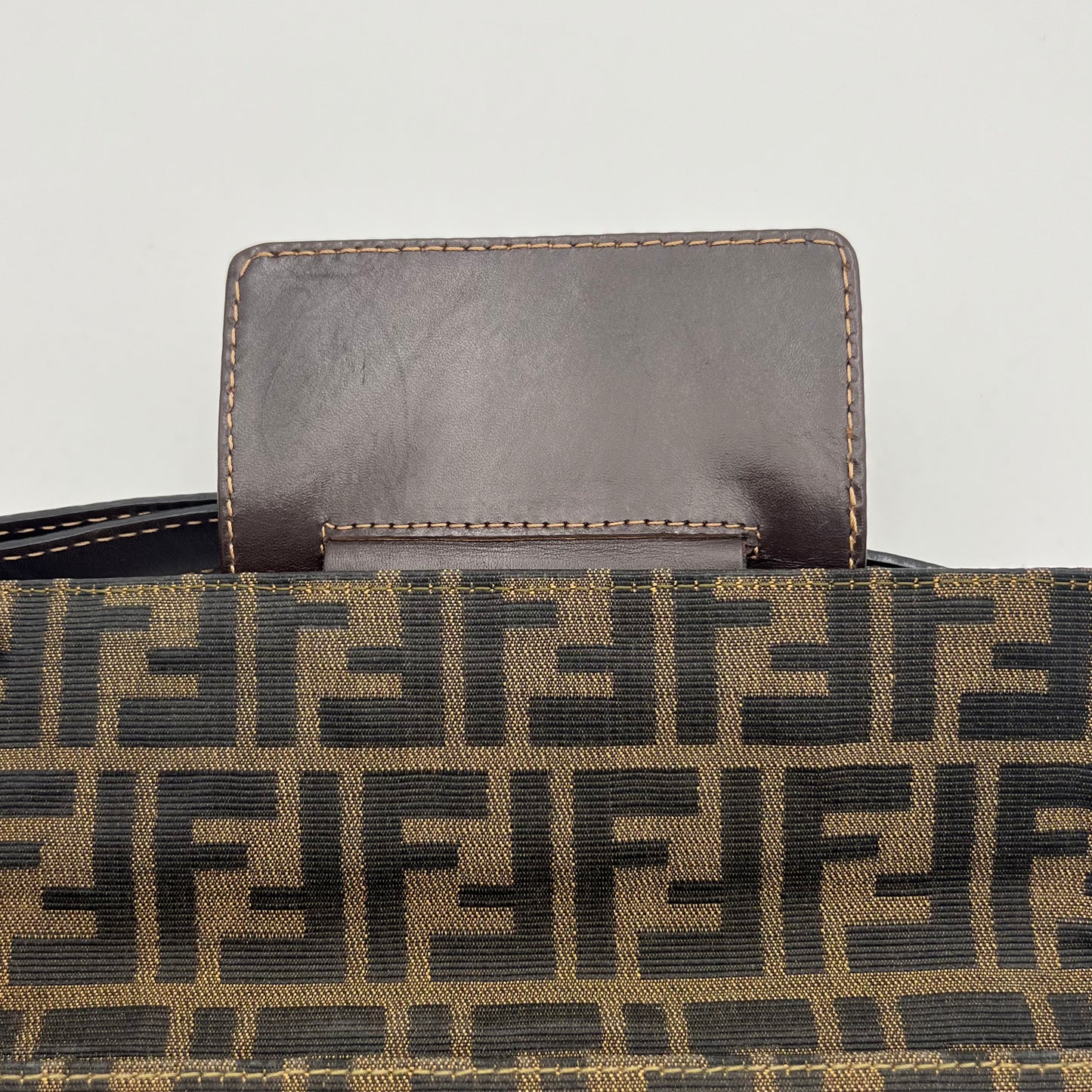 Fendi Tobacco Zucca Belt Flap Convertible Bag