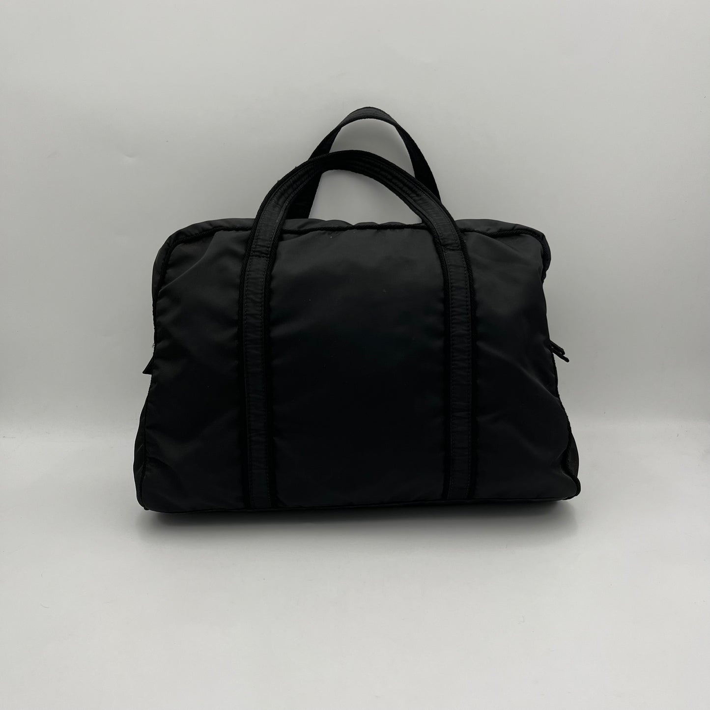 Prada Black Nylon Embroidered Logo Tote