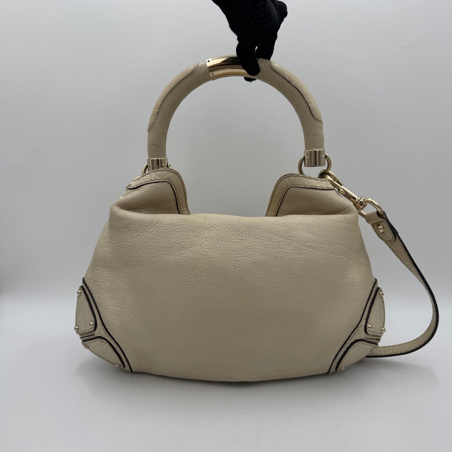 Gucci Ivory Leather Indy Babouska Hobo Bag