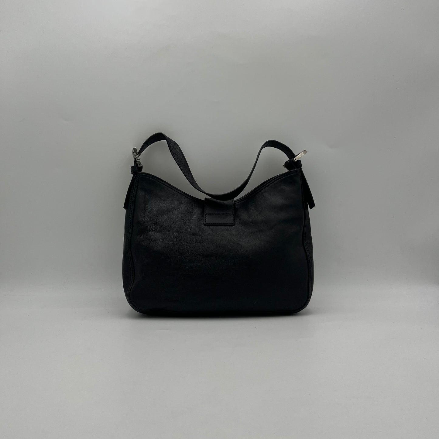 Fendi Black Leather Hobo Baguette