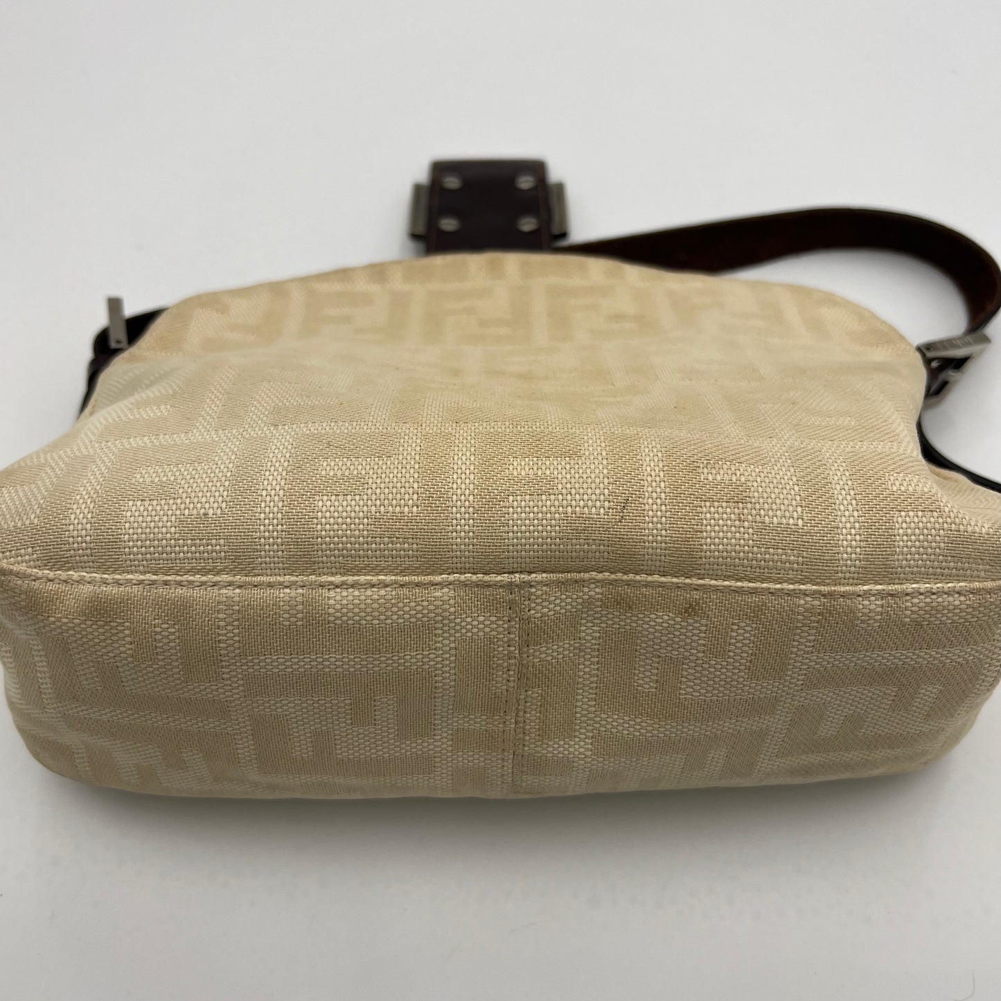 Fendi Ivory Zucca Double Flap Baguette