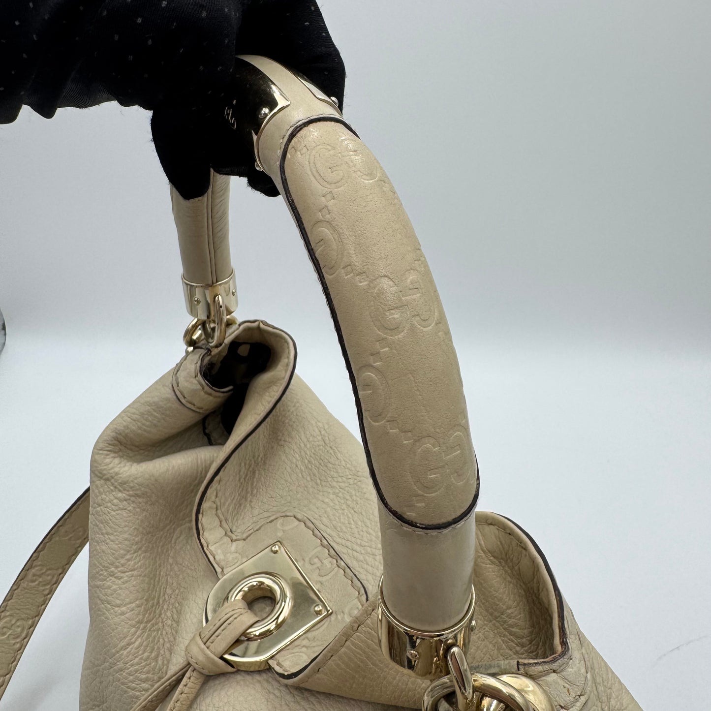 Gucci Ivory Leather Indy Babouska Hobo Bag