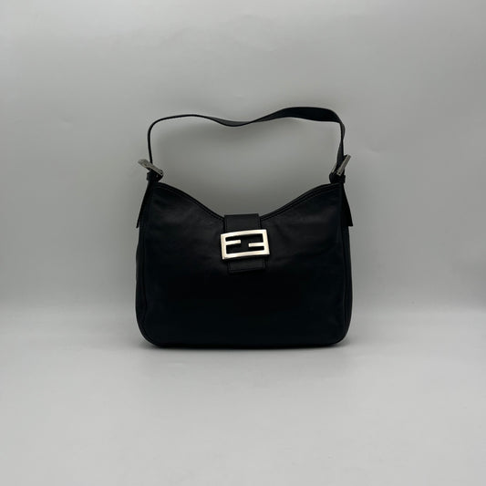 Fendi Black Leather Hobo Baguette